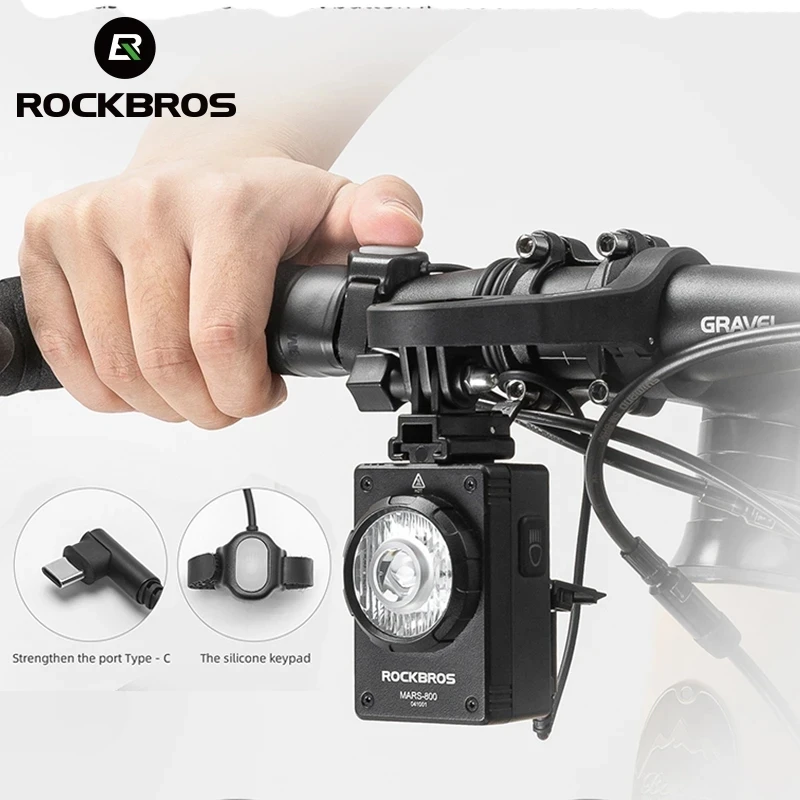 

ROCKBROS 800LM Bicycle Light Type-C Charge Flashlight Wire Control Bike Headlight For Bryton Garmin IGS Computer Cycling Lamp