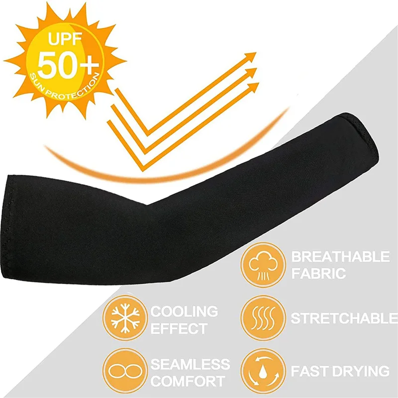 

NEW-2Set UV Protection Neck Gaiter Face Cover Ice Silk Cooling Arm Sleeves Skull Cap Set For Women Men Cycling Hiking Black
