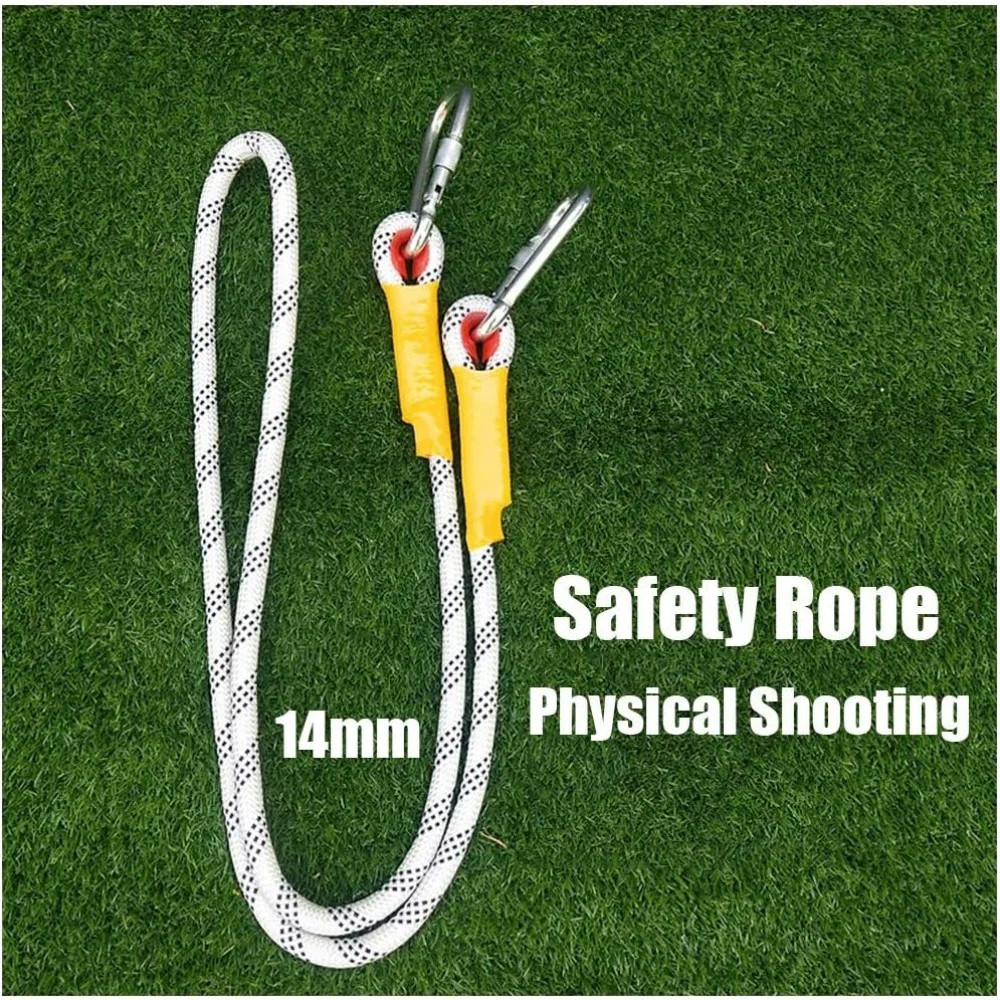 White Diameter 14mm, High-strength Life Saving Static Rope for Mountaineering,10m Cave Camping Rescue Mountaineering Exploration