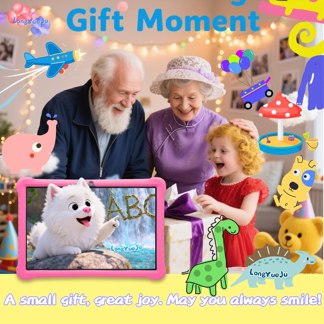 新しい 10.1 インチ子供用 t Android 12 キッドタブレット 3GB RAM 64GB ROM、ペアレンタルコントロール、2+5MP、5G、IPS 1280*800