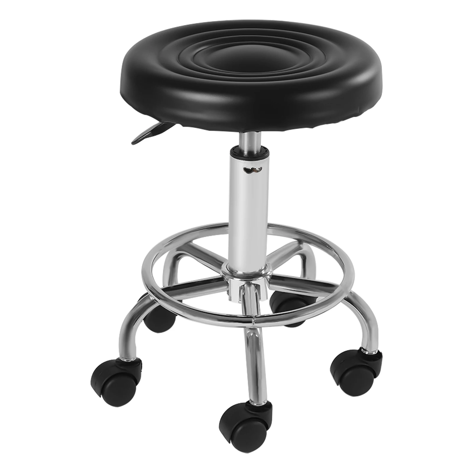 

360° Rotatable Chair,Height Adjustable Rolling Bar Stool, Beauty Salon Work Stool Chair,for Home/Office/Bar,Black/White