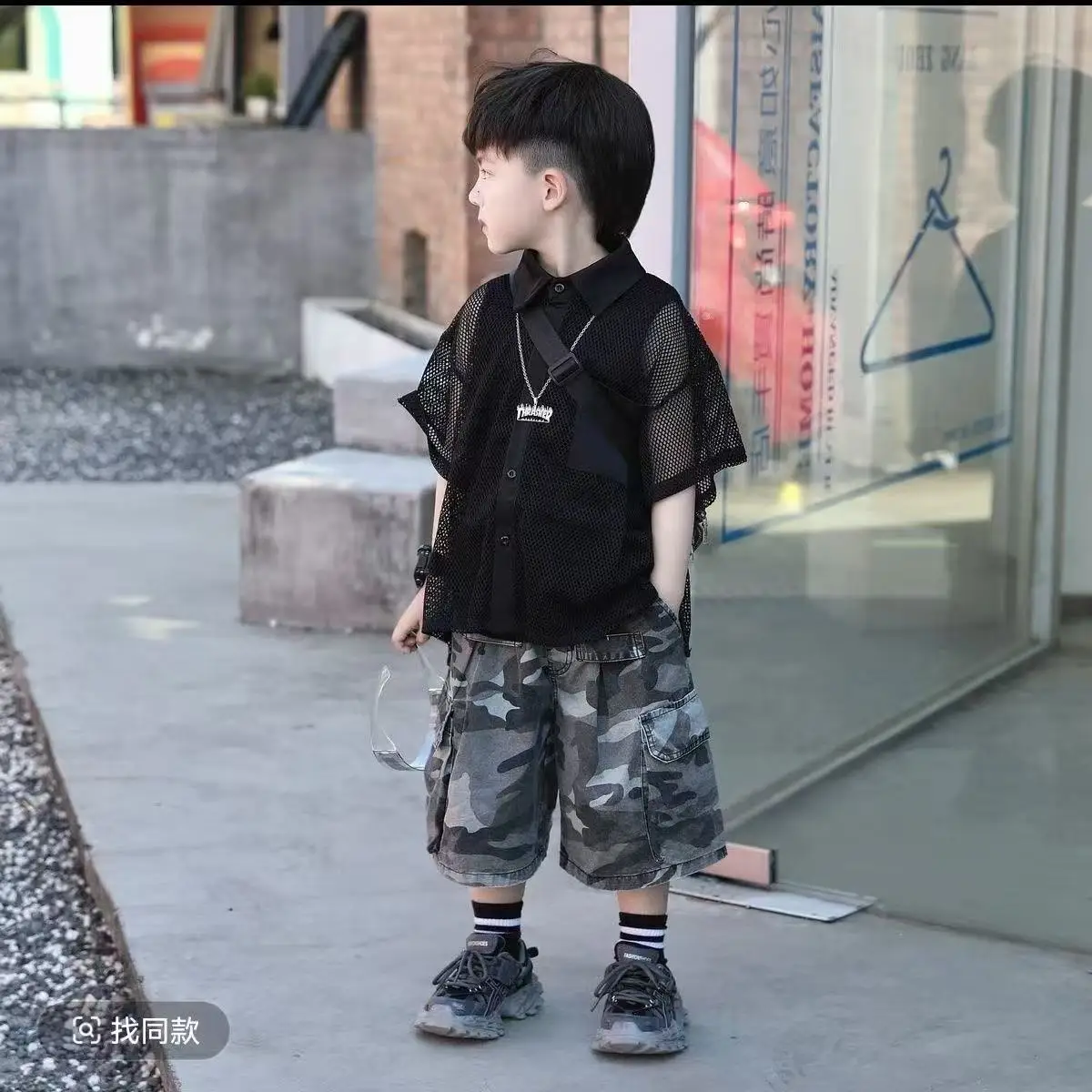 Children's 3pcs Set for Boys Summer Wear 2026 New Fashionable and Handsome Hollow Out Shirt Vest Camouflage Capris