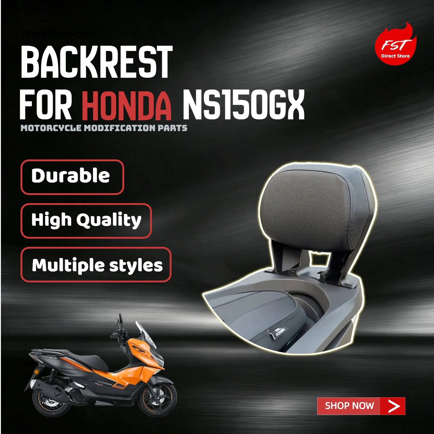 For Honda NS150GX Motorcycle Aluminum Heightened Rear Passenger Backrest, Direct Fit Modified Accessories