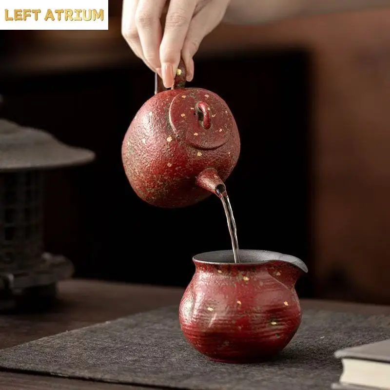 Manshanhong Sprinkling Gold Square Pot New Chinese-style Household Brewing Teapot Handheld Pot Filter Tea Kettle Kung Fu Tea Set