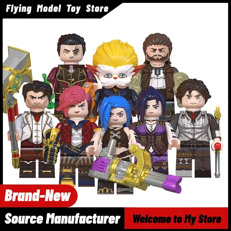 Image of 【Auf Lager】QD001-QD008 Arcane Figur Jinx Vi Anime Figur Jayce Viktor Figurine Statue Modell Sammlung Q-Version Dekoration Spielzeug