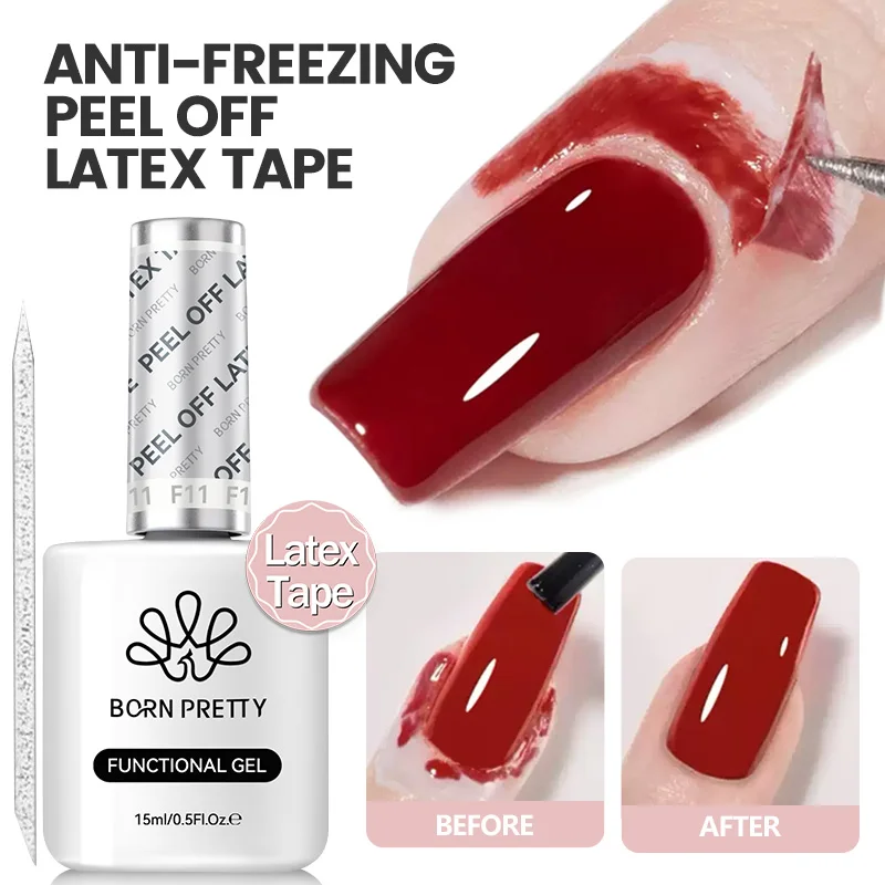 BORN PRETTY 15 ミリリットル簡単に剥がせる水ベースのジェル不凍液剥離ラテックステープロングウェアノーワイプトップコートベースエナメルワニス