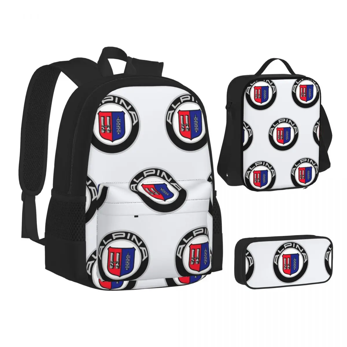 

Alpina - Classic Car Logos Backpacks Boys Girls Bookbag Children School Bags Kids Rucksack Lunch Bag Pen Bag Three-Piece Set