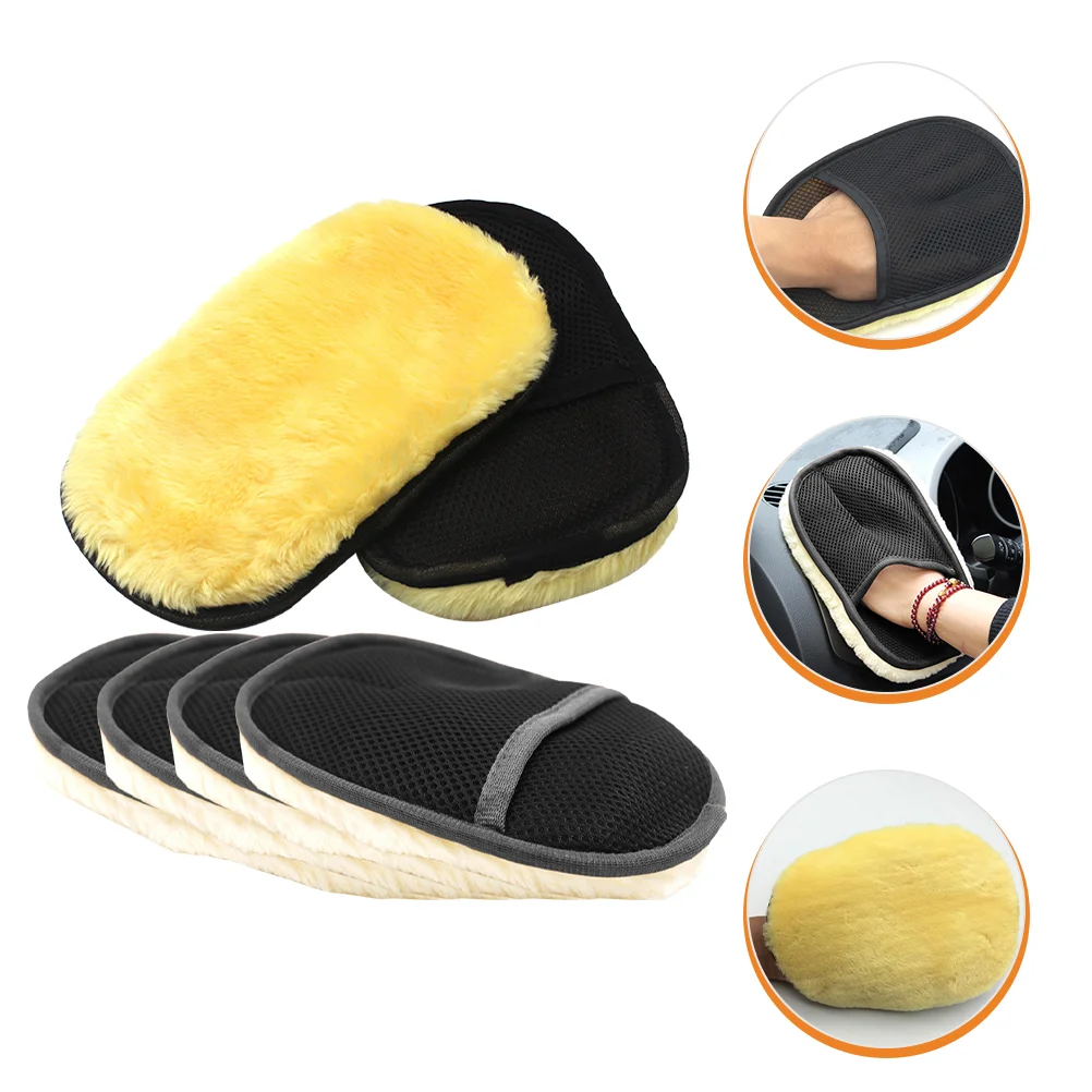 

6 Pcs Plush Car Wash Gloves Mitts for Washing Automotive Detailing Paint Dust-proof Dusting Tools Scratch Free Wool Fleece