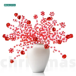 24/36/50pcs Curly Candy Christmas Ornaments Red White Picks Bells Lollipops for Xmas Tree Topper Decor Home Crafts Party Navidad