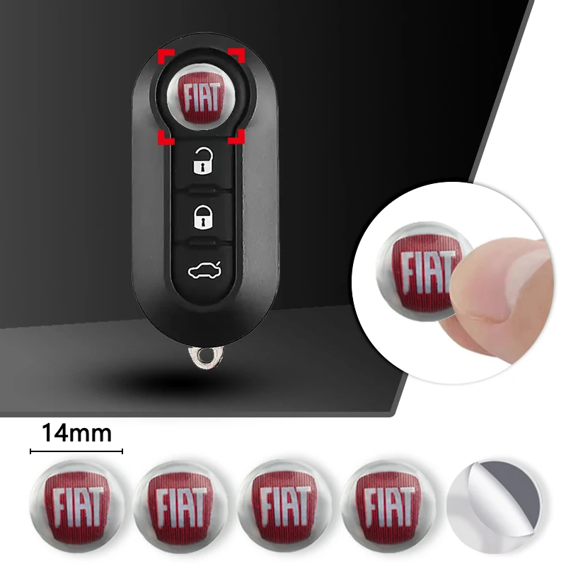 14mm Car Remote Key Emblem Badge Car Keyhole Sticker for Fiat 500 500L 500X 500c 500e Abarth Grande Panda Punto Tipo BRAVO