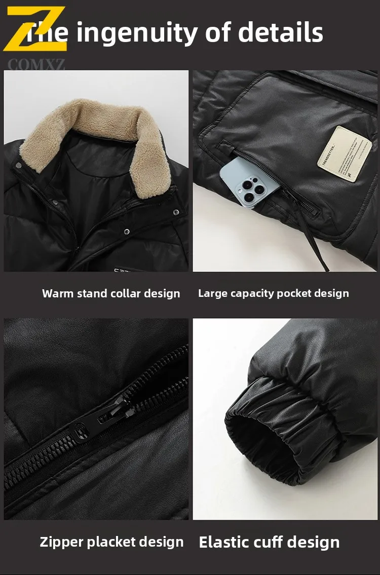 2025 الرجال سترة قطن وهمية قطعتين أفخم سميكة يندبروف الدافئة الصوف طوق أسفل سترة في الهواء الطلق عادية الشتاء جاكيت زيبرا