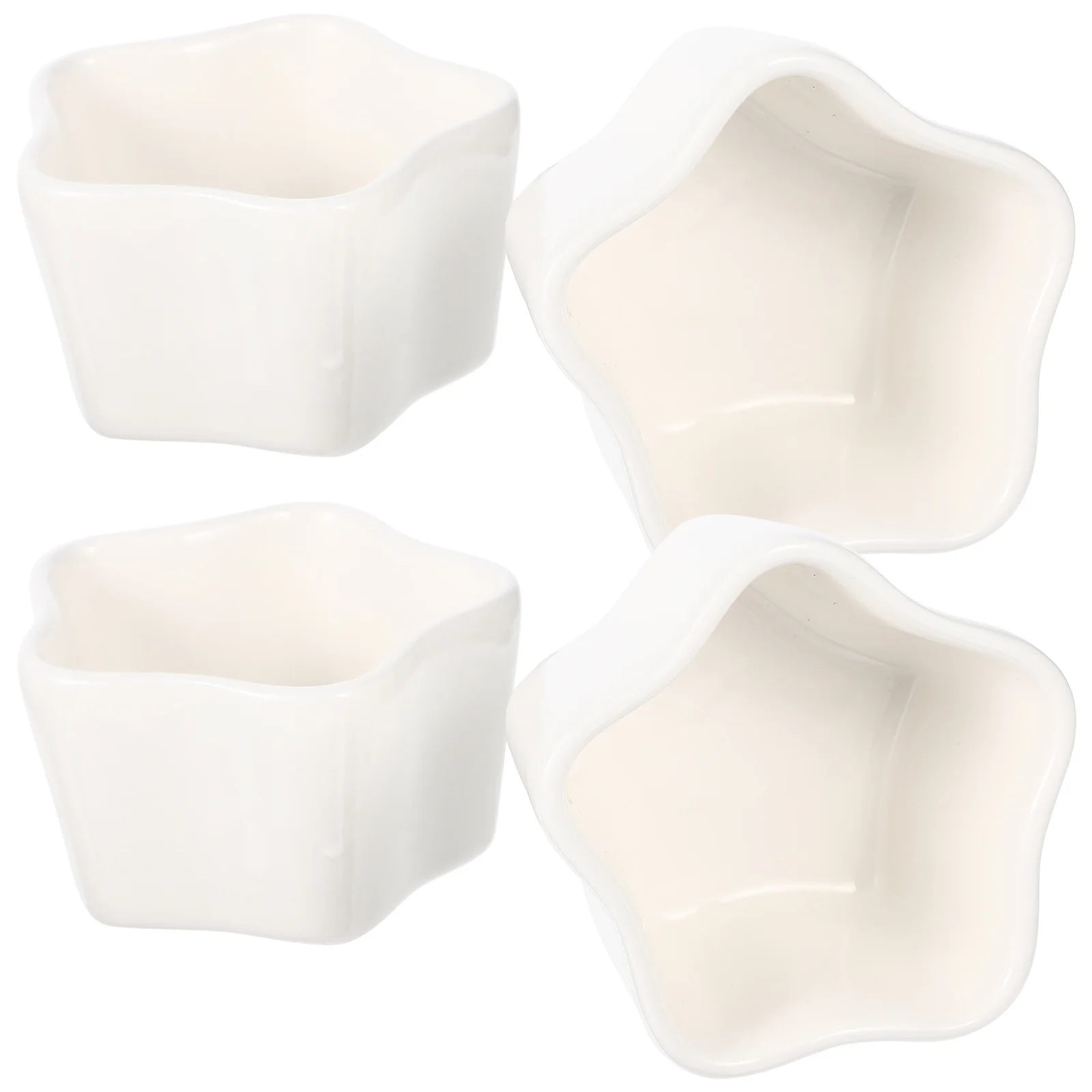 

4Pcs Small Ceramic Dipping Bowls Creative Shape Sauce Containers for Kitchen Restaurant Party Appetizer Jam Butter Chili Vinegar