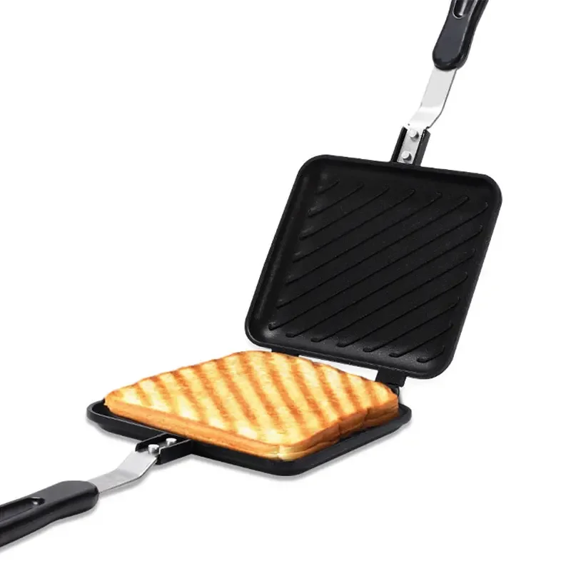 Gas Non-Stick Sandwich Maker Iron Bread Toast Breakfast Machine Waffle Pancake Baking Barbecue Oven Mold Grill Frying Pan