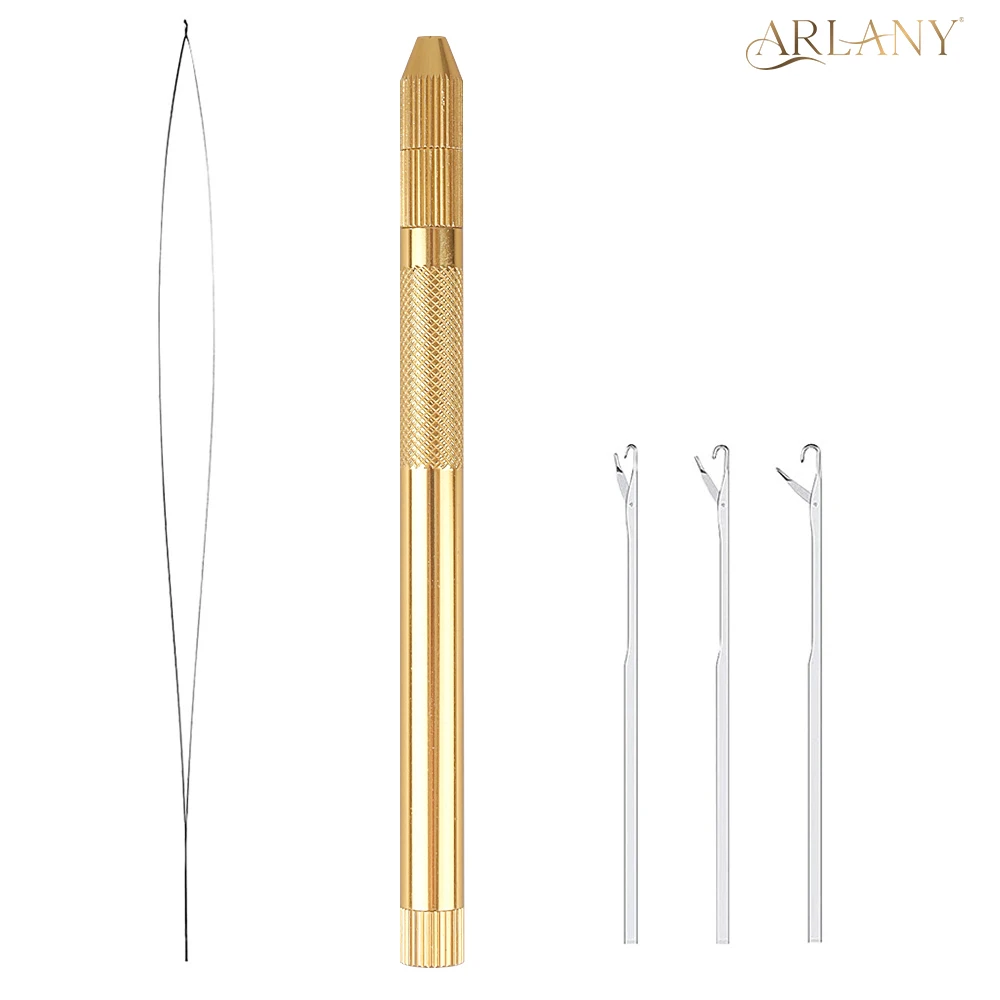 

Hair Extension Tools Set for Silicone Beads Microlink Gold/Silver Metal Hair Loop & Crochet Hooks Needle Kit