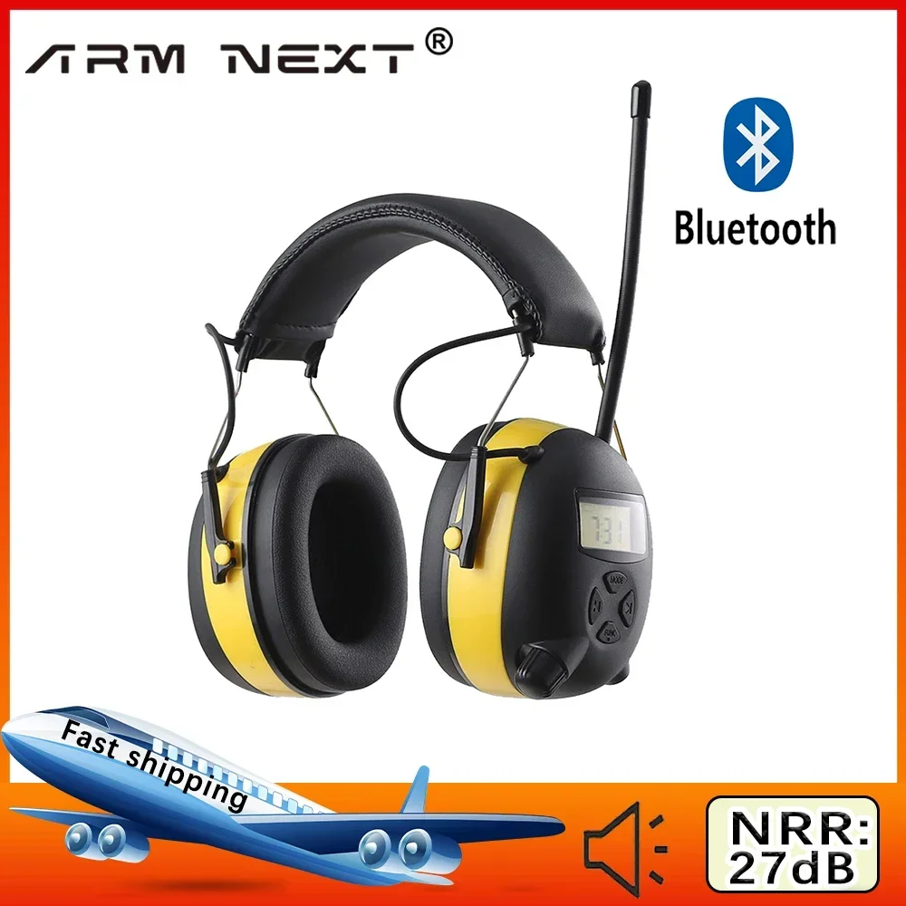 Pelindung pendengaran 5.1, Headphone Digital dengan pengurang kebisingan Bluetooth elektronik AM/FM Radio