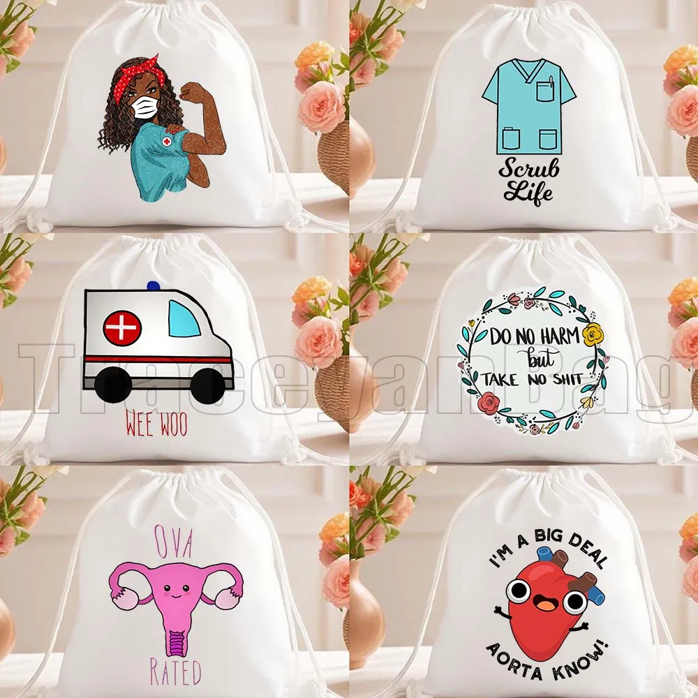 

Cute Medical Nurse Scrub Life Gifts Floral Stethoscope Nursing Funny Human Anatomy Organs Drawstring Bags Backpack Gym Sackpack