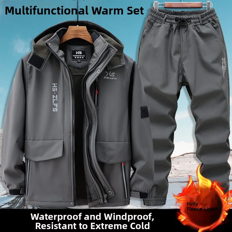 Thiened Fce Winter Workwear Set Men's Cold Proof Warm Outdoor Casual Rainproof Construction Labor Protection Clothing