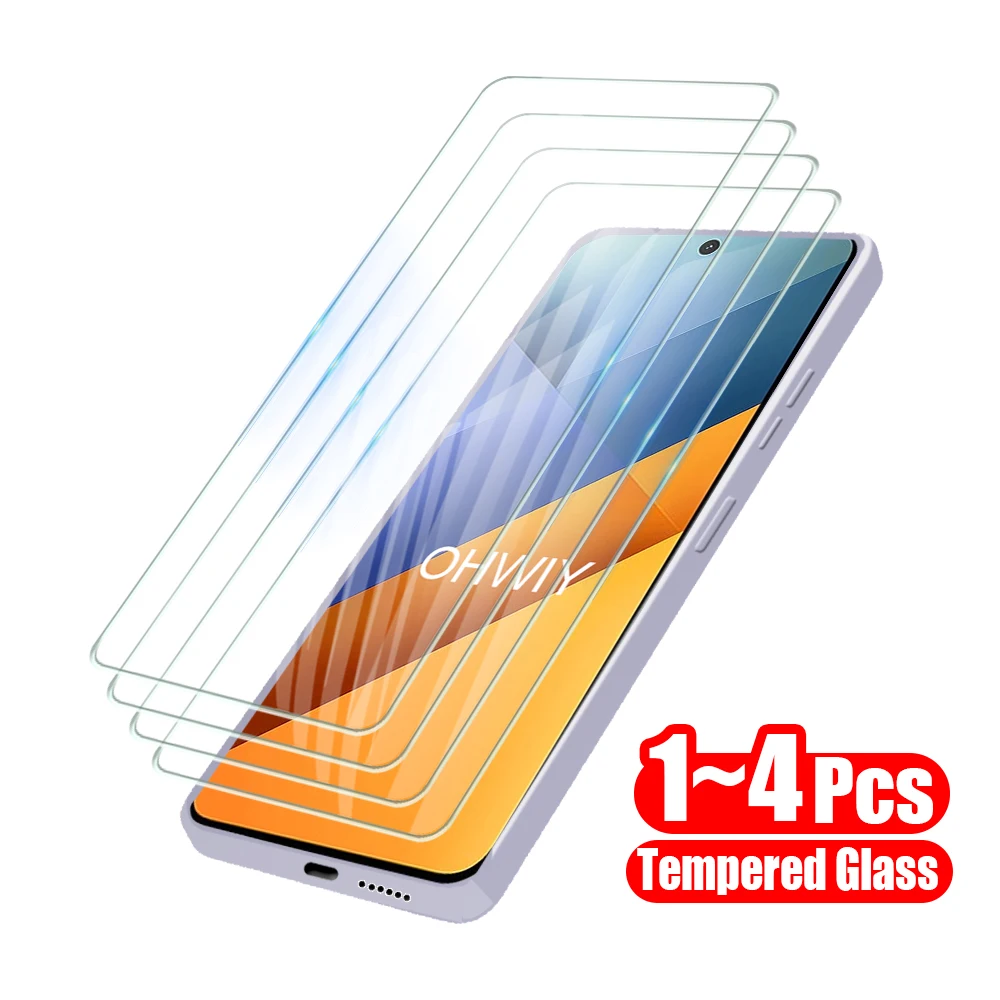 1-4pcs Protective Glass for Xiaomi Poco M6 Pro 4G M6 M5s M5 M4 ProTempered Glass Screen Protectors on Pocco Poxo Poko M 6 5 4 3