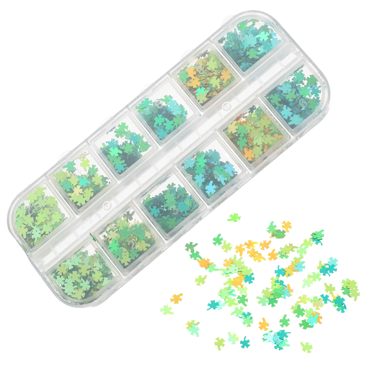 Pudełko ozdób do paznokci na Dzień Świętego Patryka, wzory 3D, świąteczne dekoracje do manicure, błyszczące konfetti, naklejki na paznokcie, naklejki Świętego Patryka