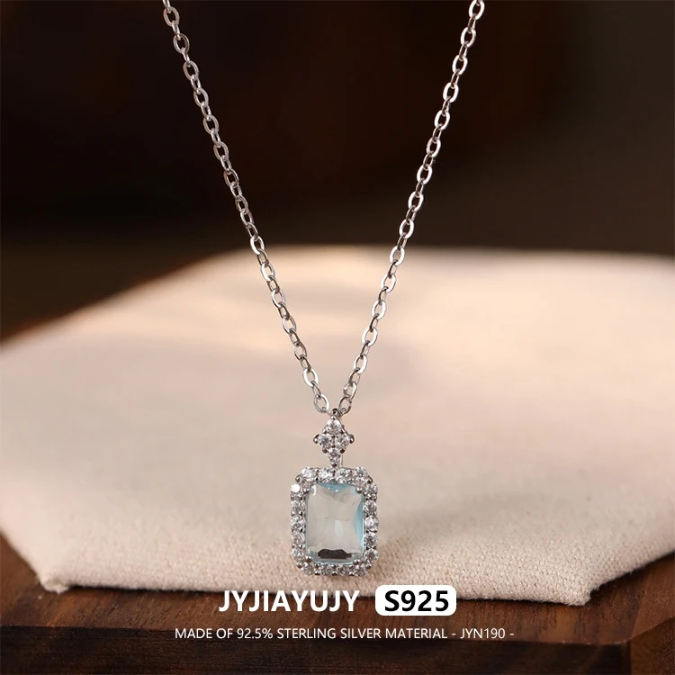 

JYJIAYUJY 100% цельное оригинальное ожерелье из стерлингового серебра S925, 45 см, цепочка с морским синим сокровищем, модные ювелирные изделия, подарок на каждый день JYN190