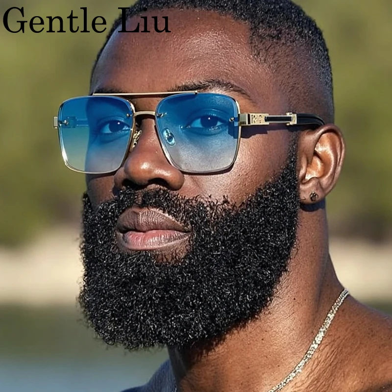 Oversized Square Sunglasses Men Big 2025 Luxury Brand Designer Vintage Metal Sun Glasses For Male Fashion Eyewear Gafas De Sol - Detail 1