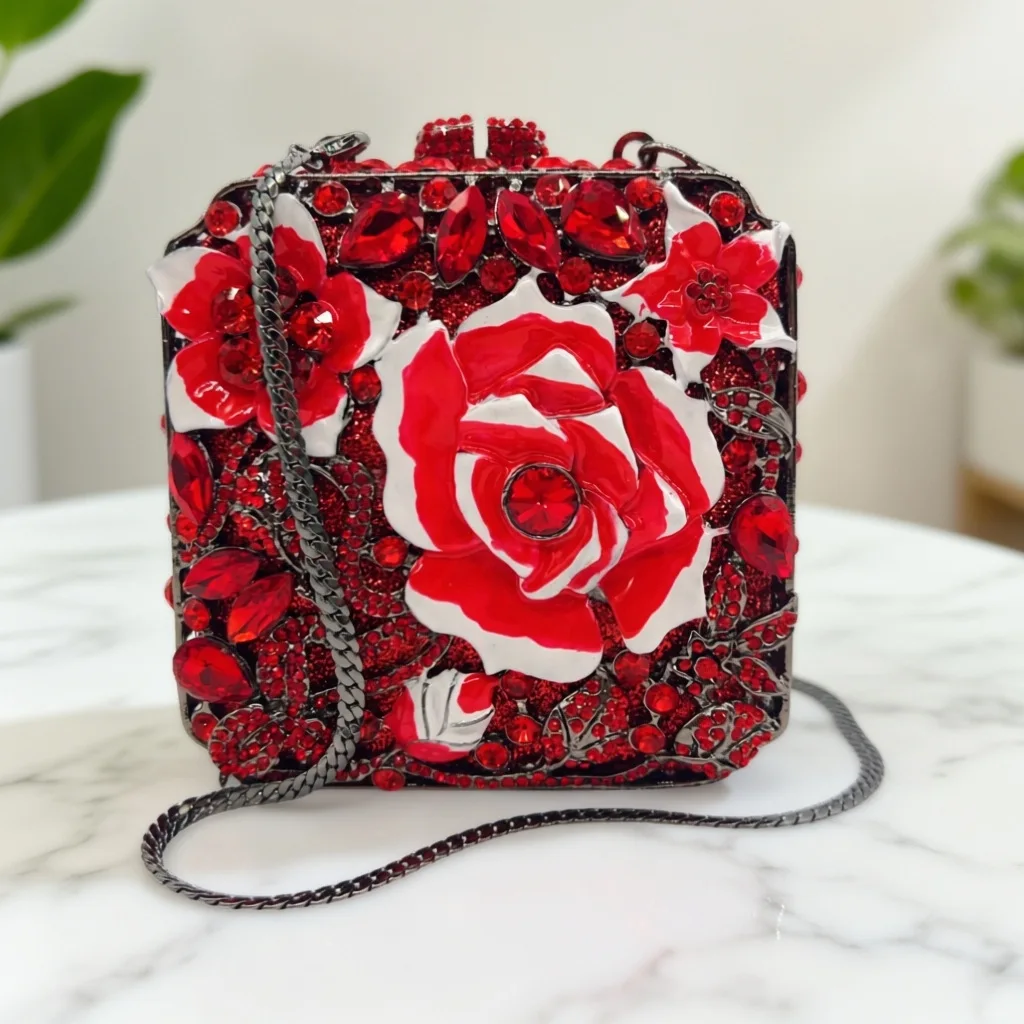 

Кристальная сумка-клатч Diamond Light Luxury Oil Drop Rose для ужина, банкета, вечеринки, ежегодного собрания, женская сумочка