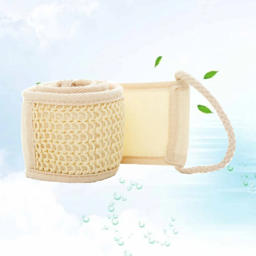 

Natural Cotton Linen Long Strip Exfoliating Back Bath Towel Beige Pull Shower Scrubber Body Clean Deep Exfoliation Relaxing Skin