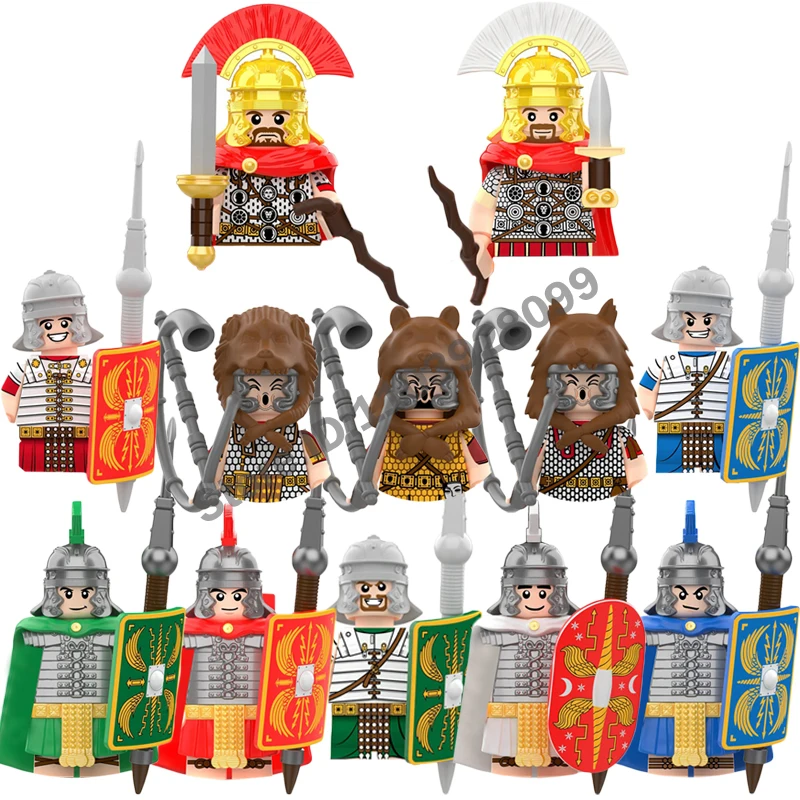 Medieval Series Action Figures Building Blocks Roman Centurion Empire Castle Knight Heavy Soldier Movie Characters Bricks Toys