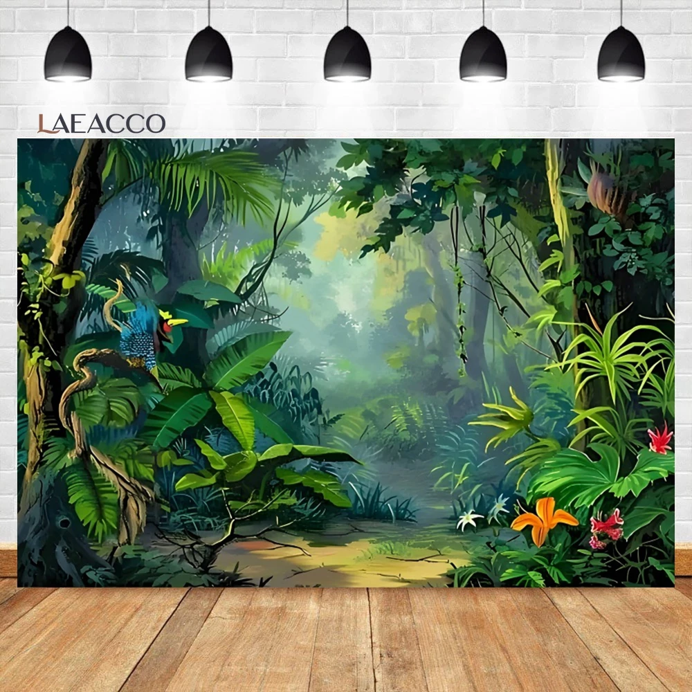 Laeacco Fairytale Jungle Forest Backdrop Nature Green Grassland Dreamland Butterfly Baby Shower Portrait Photography Background