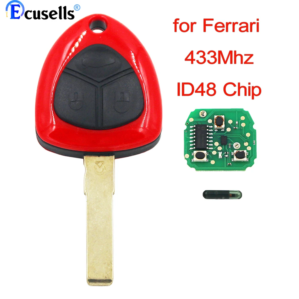 Keyless Entry Smart Remote Key Fob 3 Button 433MHZ with ID48 Chip for Ferrari 458 ITALIA CALIFORNIA 599 GTB FIORANO