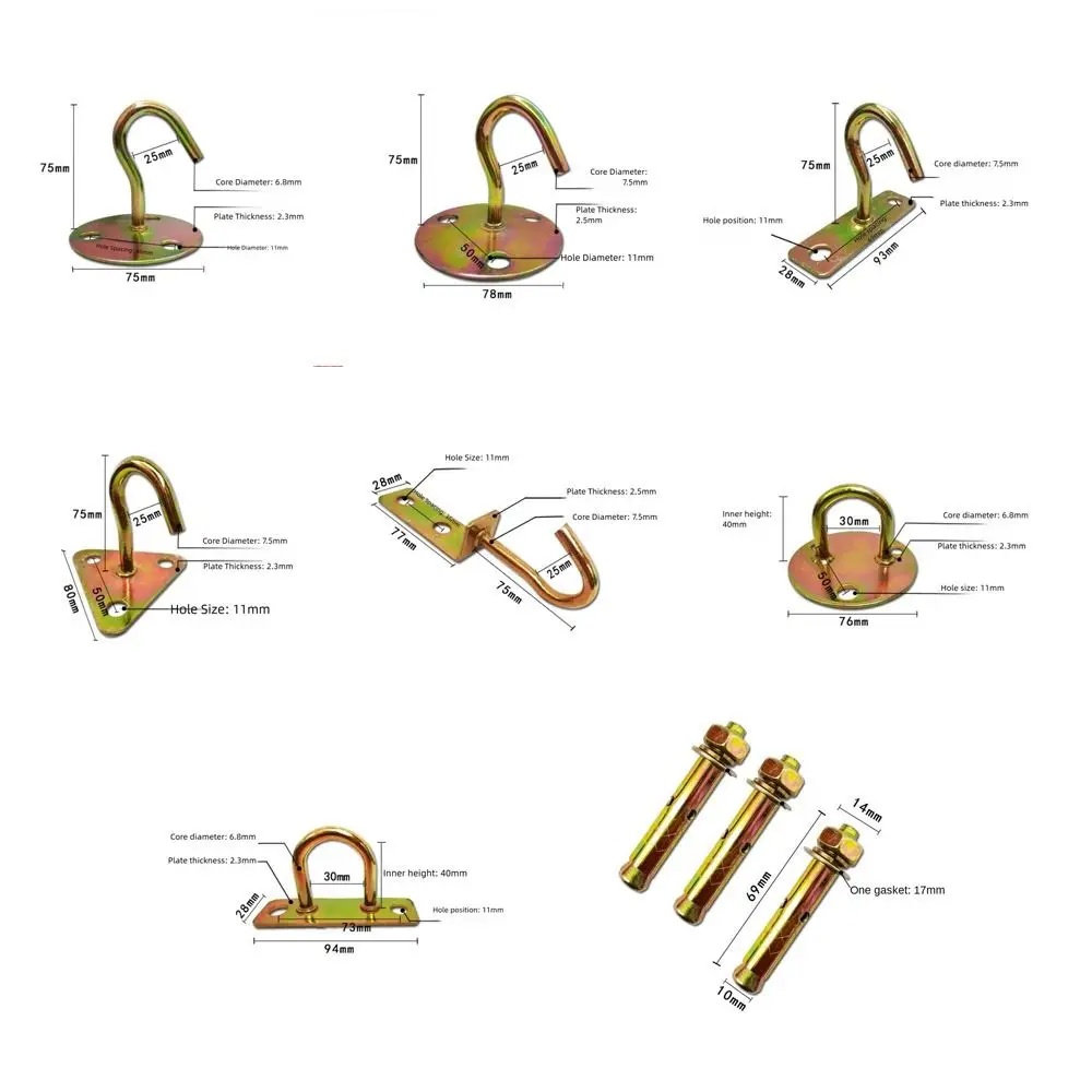 Nova almofada olho gancho de parede placa deck em forma de u/j montagem no teto cabide diy fivela de porta fixa para lâmpada ventilador