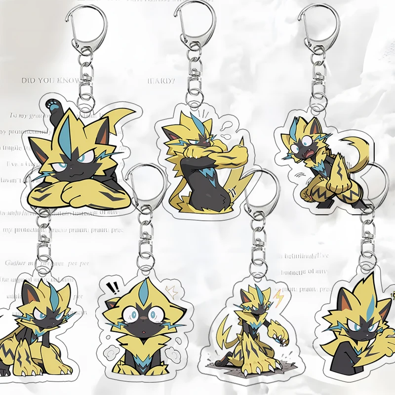 

Zeraora Acrylic Keychain Q Version Meme Bag Accessories Decor Anime Cartoon Keyring Student Handiness Pendant Festival Gift