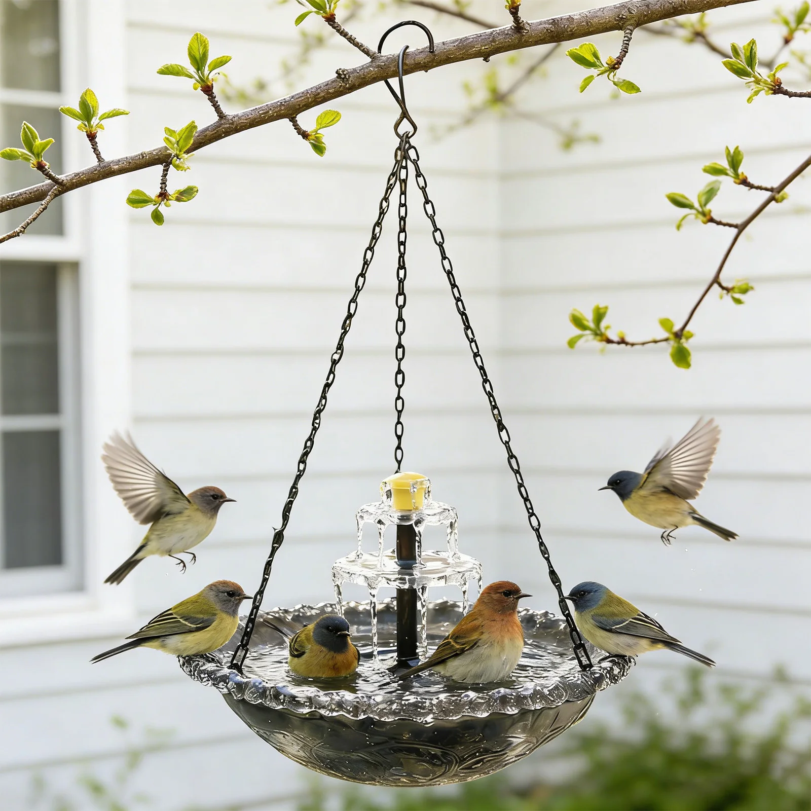 Hanging Solar Bird Bath Fountain Wildlife Feeder Solar Cascade Hanging Bird Bath Fountain for Outdoor Garden Decor