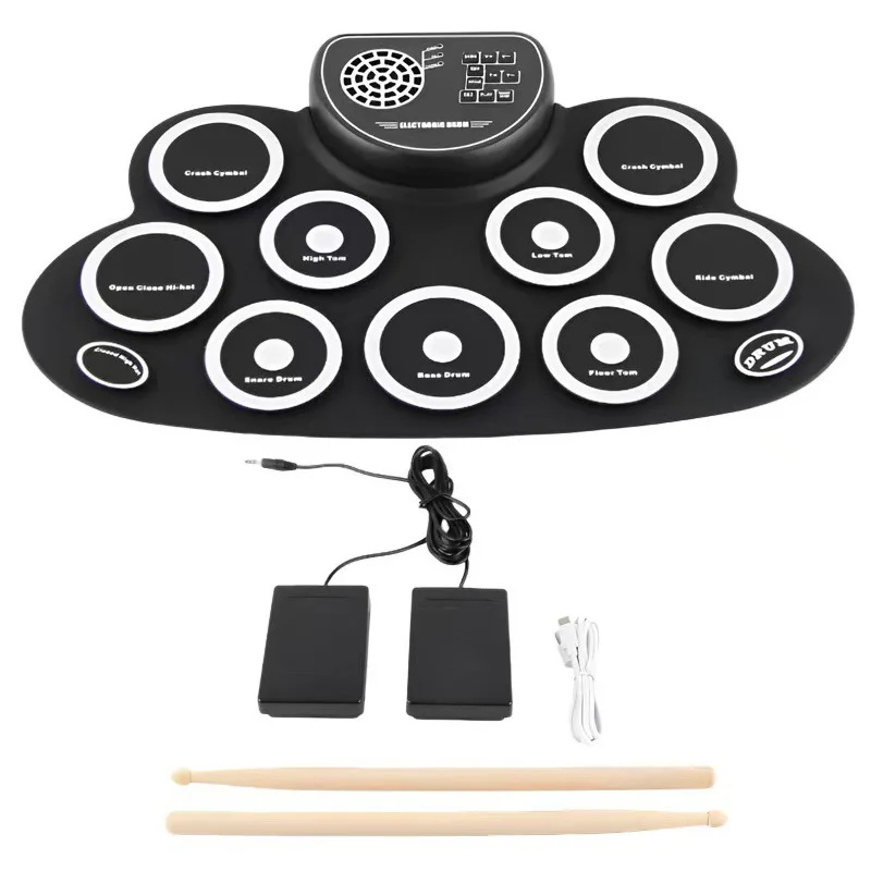 

Electronic Drum Roll Up Drum Kit With Speaker Support DTX Games For Adults Kids Double Pedals Portable Percussion instruments