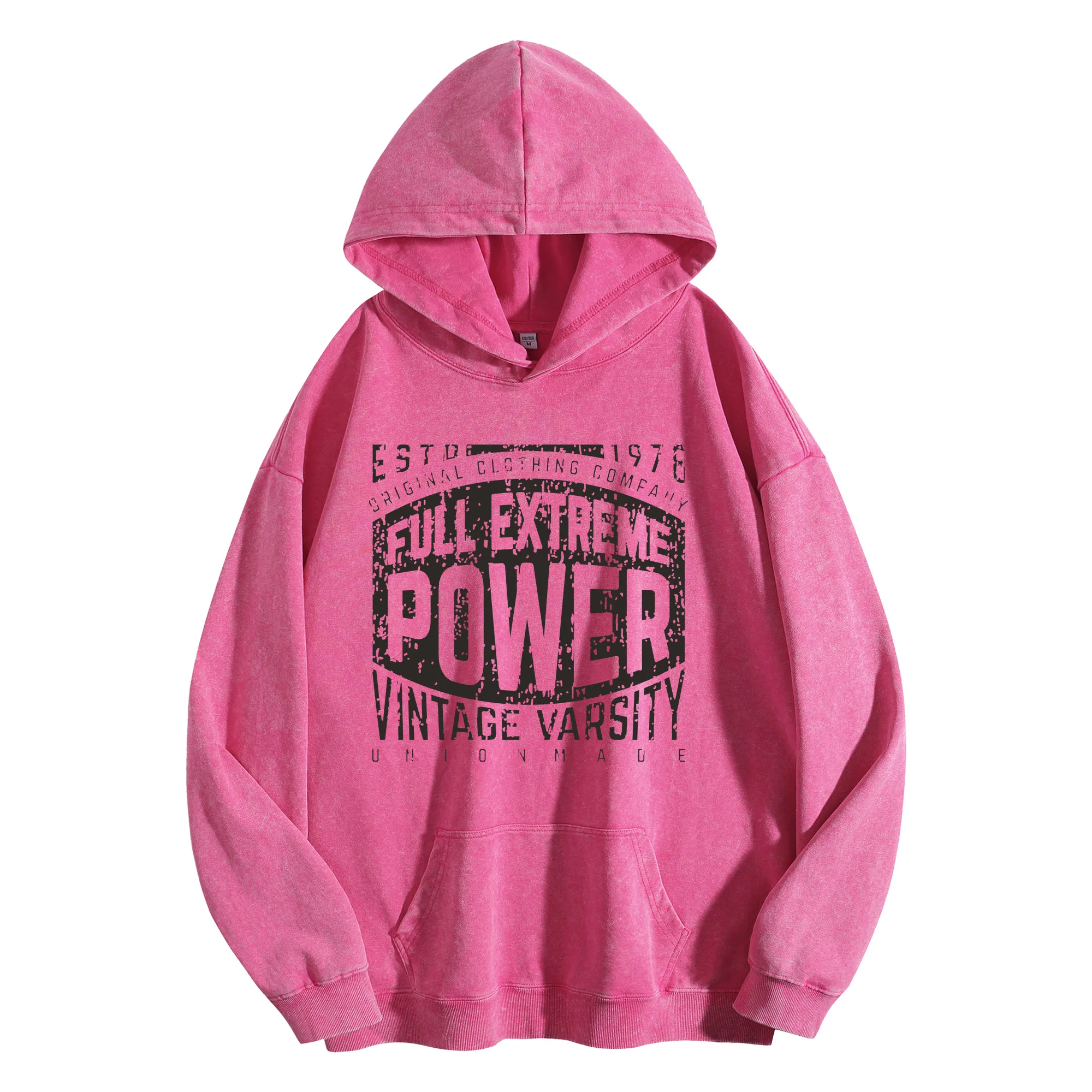 POWER جرافيك طباعة 400G خمر غسلها هوديي للجنسين المتضخم الشارع الشهير البلوز مجموعة الخريف/الشتاء #1