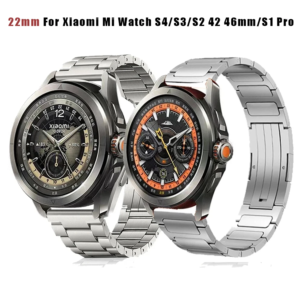 Three bead Luxury Stainless Steel Strap For Xiaomi Watch S4 Sport Band Mi Watch 2 Pro / S3 S2 46MM S1 Active Bracelet correas