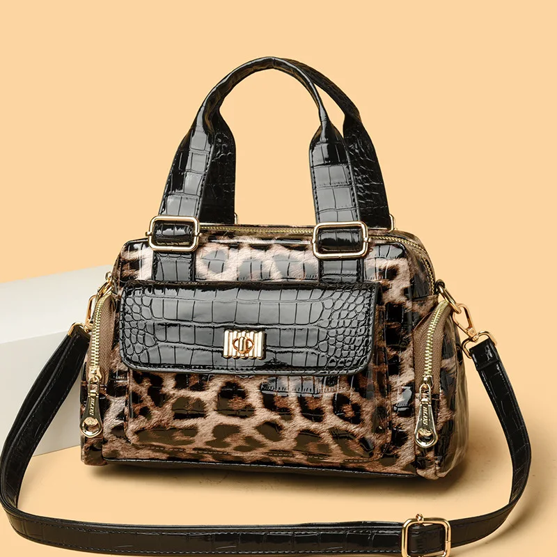 

Crocodile Pattern 2025 Multi Functional Handheld Shoulder Bag Fashion Trend Women's Bag Leopard Pattern Boston Bag Crossbody Bag