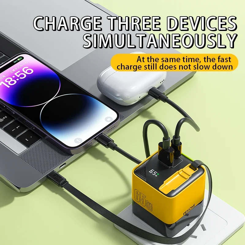 WEKOME 65W USB-C Charging Head Fast Charger With Built-in 80cm TypeC Cable Suitable for iPhone16 15 Promax PD 27W Xiaomi Samsung image 4