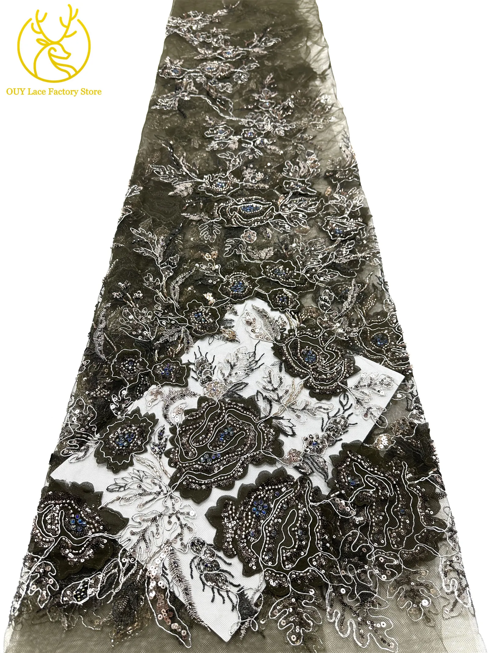 Modische Elegante Französische Brautkleid-Spitze mit Stickerei und Perlen 2026 Hochwertige Nigerianische Afrikanische Pailletten-Spitze für Hochzeitskleider – Detail 25