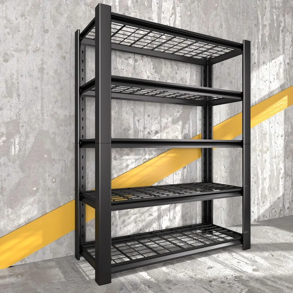 

Heavy Duty Garage Shelving Unit with Wire Grid Shelves, 72" H x 48" W x 20" D, 5-Tier Adjustable Metal Shelving, Industrial Gara