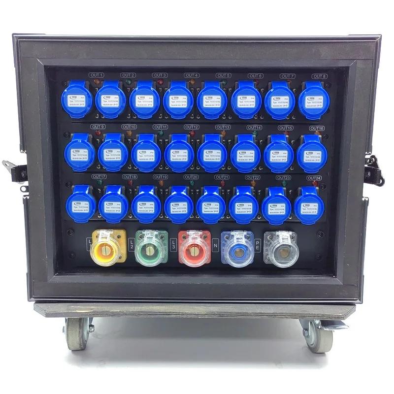 Three Phase Power Distro 24 Roads 16A Output Power Distributor with 250A Breaker & Intelligent Leakage Protection
