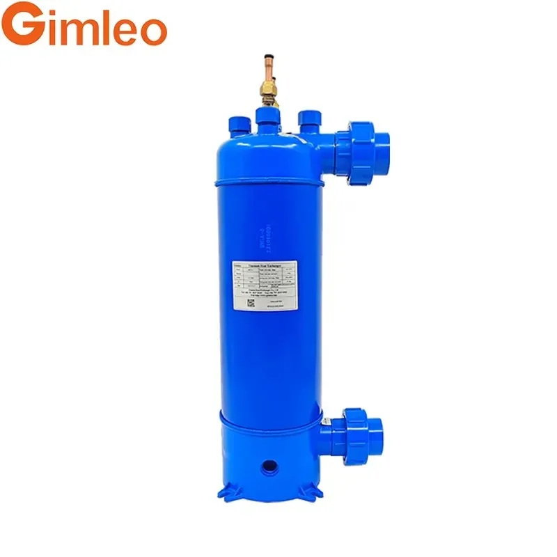 For PVC Shell Titanium Spiral Tube Coil Heat Exchanger Condenser Evaporator for Swimming Pool R410A MHTA-5 Pump Heater