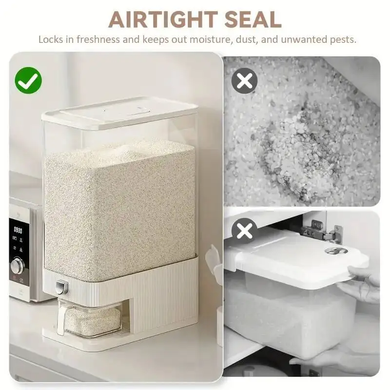 حاوية واحدة لحبوب الأرز، حاوية تخزين الحبوب ذات سعة كبيرة، دلو أرز منزلي قابل لإعادة الاستخدام مع الآفات والمو