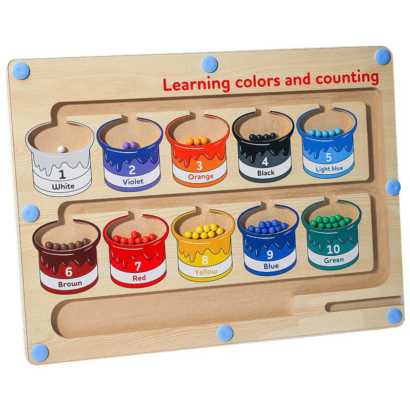 Houten Steel Wiskunde Speelgoed Set Magnetische Puzzel Speelgoed Vroege Educatie Nummer Leren Kraal Magnetische Pen Speelgoed Voor Kinderen Cadeau