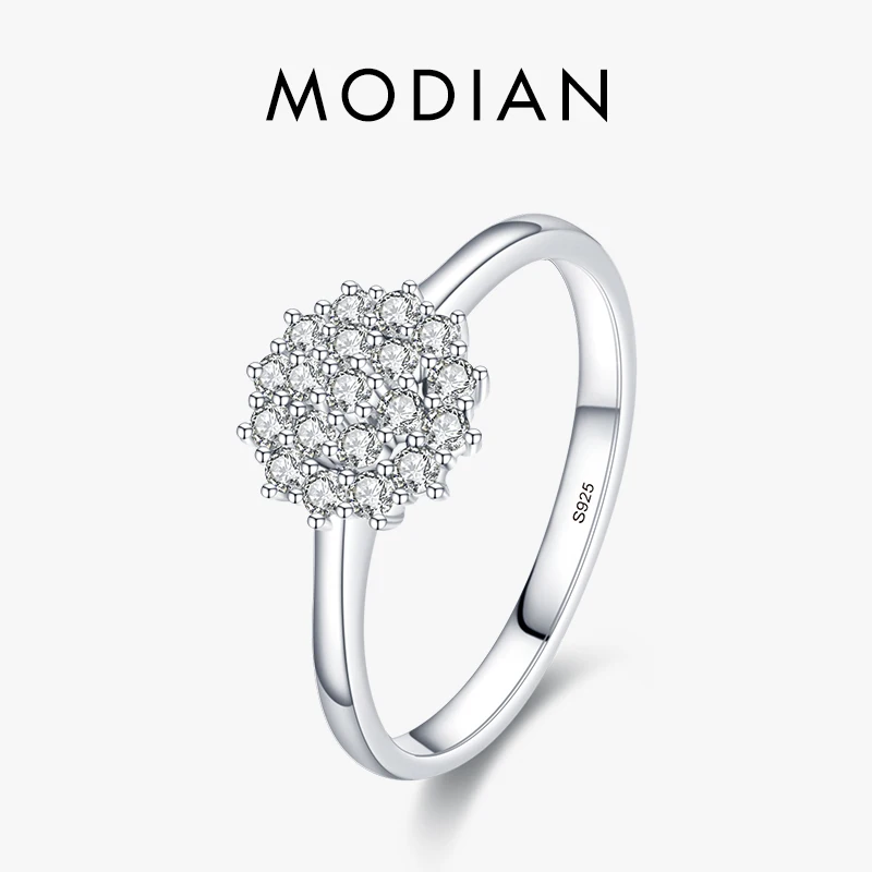 

Modian 925 Sterling Silver Classic Sparkling Simple CZ Finger Ring Platinum Plated Wedding Jewelry For Women Anniversary Gift