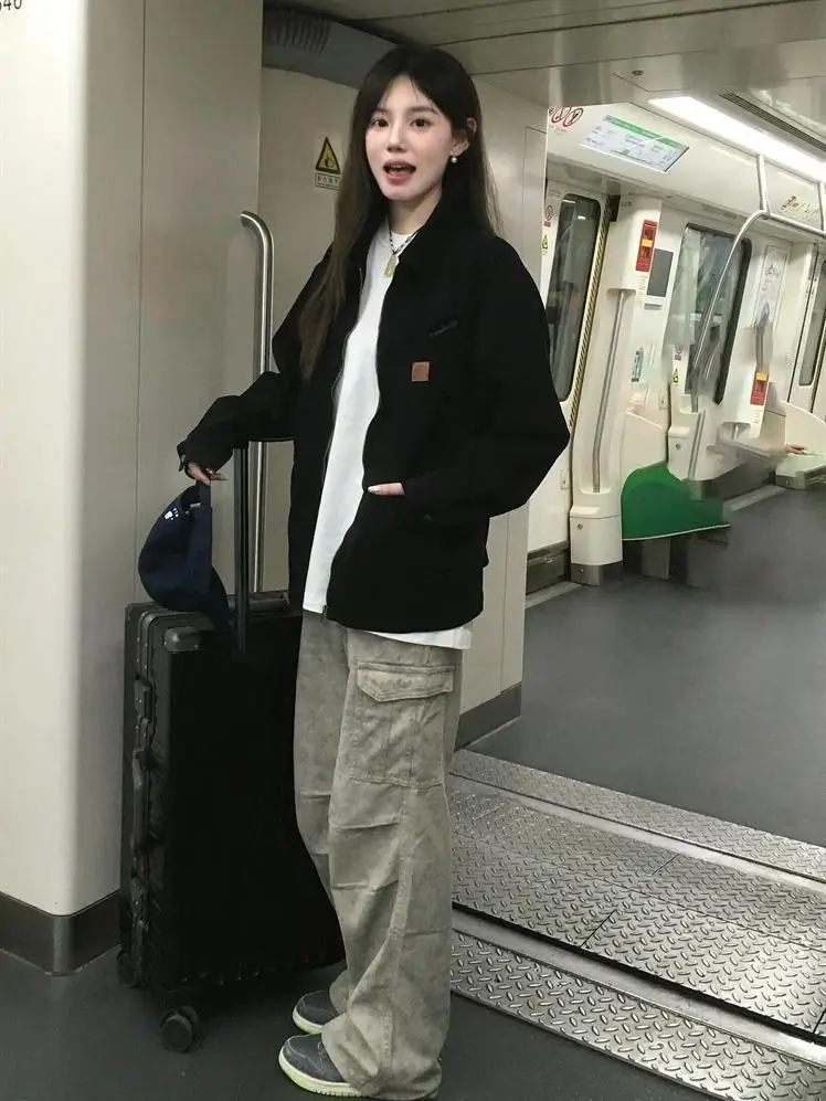 

Женские джинсовые куртки Женское пальто Водонепроницаемое ветрозащитное уличное пальто на пуговицах с передним карманом Чистый простой базовый стиль Модная верхняя одежда