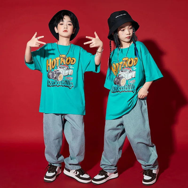 Hip hop children's clothing denim pants hiphop summer hiphop children's clothing explosion street costume