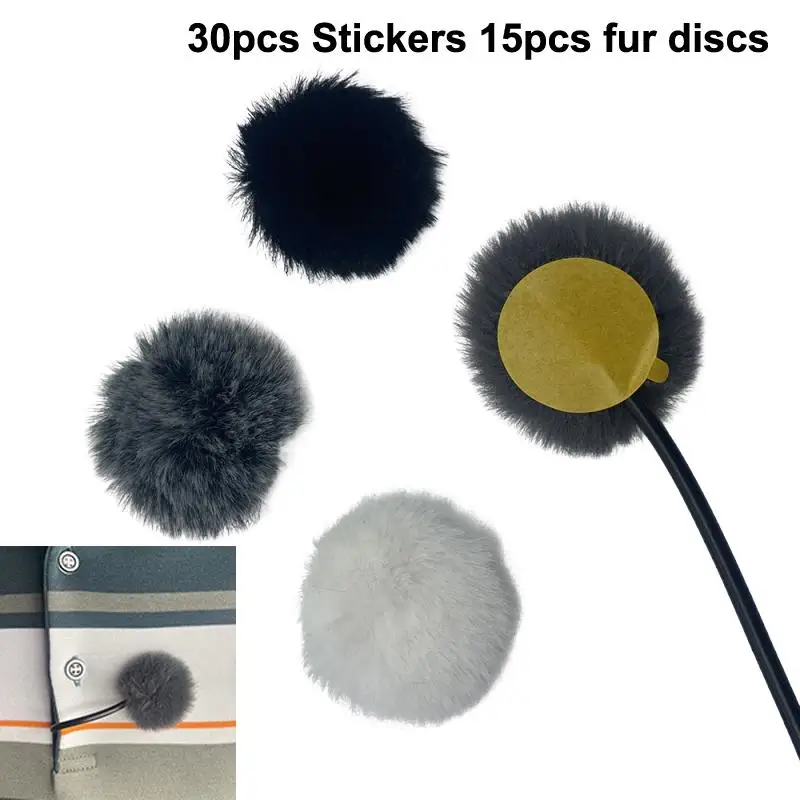 1 ensemble de housses douces et pelucheuses réutilisables avec autocollant qui offre une protection contre le vent pour micros Lavalier