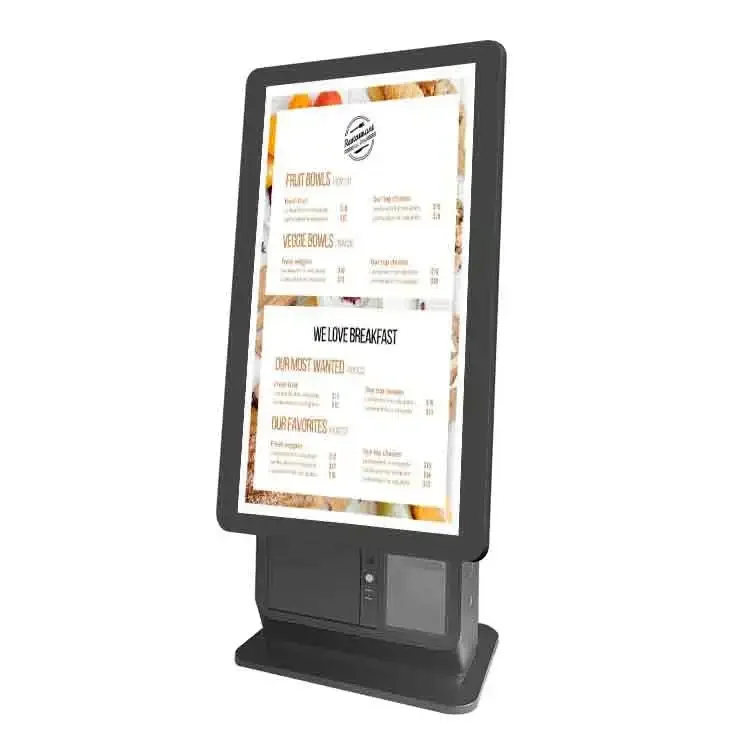 Cashless management system pos payment wall mounted touch screen self service ordering kiosk