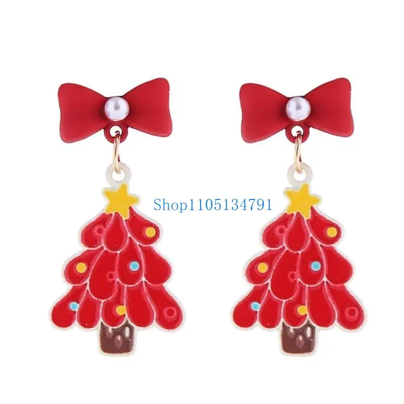 98km Snowflake Reindeer Dangle Earring Festive Holiday Gift for Girl Teen
